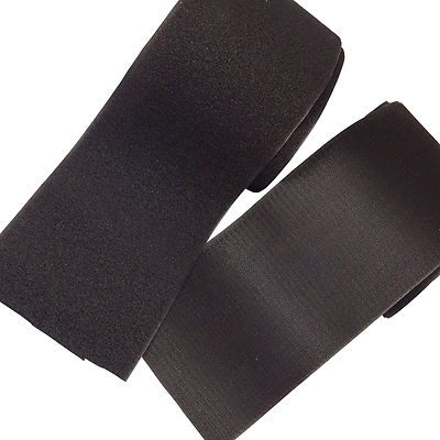 4'' Inch Wide x 2 FEET (FT) BLACK Sew on Hook & Loop Fastener Tape Set ~ FREESH