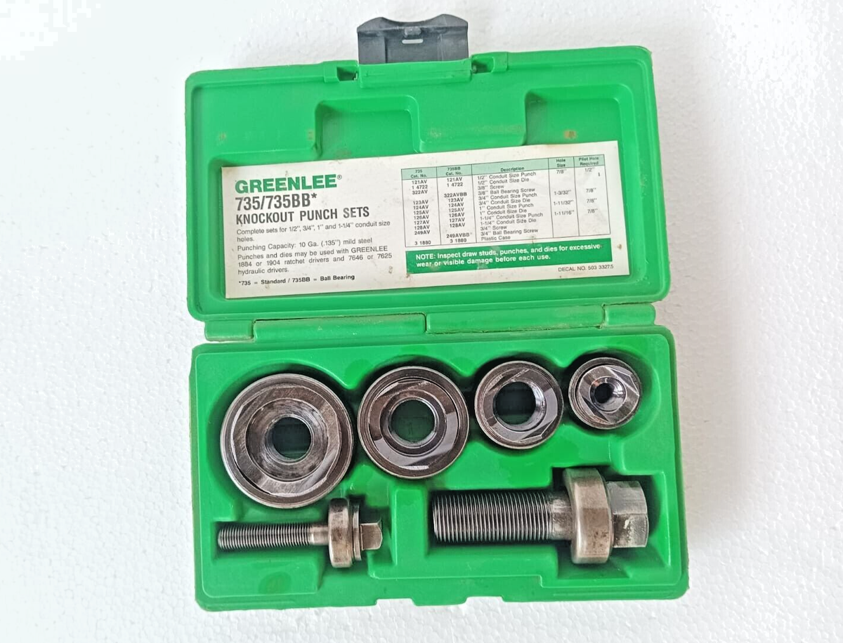 GREENLEE 735BB BALL BEARING KNOCKOUT PUNCH SET FOR 1/2