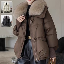 Down Cotton-padded Jacket Women's Short Fur Collar Thickened Coat Winter Clothin