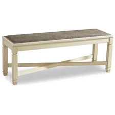 Bolanburg French Country Upholstered Dining Room Bench, Antique White