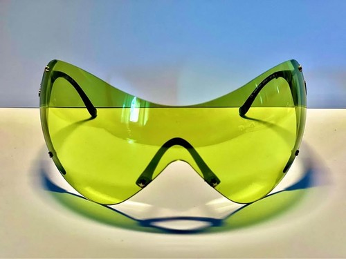 Christian Dior SKY1 Shield Sunglasses Yellow Neon 2000s Rare Safilo Complete Set