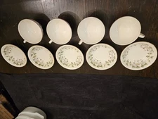 Homer Laughlin COTILLION Eggshell Georgian White Magnolia 4 CUPS 5 DESERT BOWLS