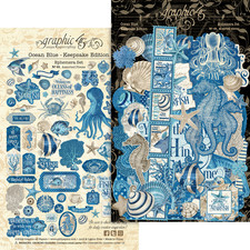 Graphic 45 OCEAN BLUE *Keepsake Edition* 69pc Die Cut Ephemera Assortment Set