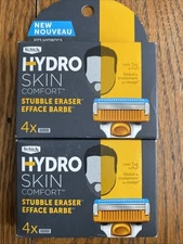 2 Pack Schick Hydro Skin Comfort Stubble Eraser Razor Refills 8 Cartridges Total