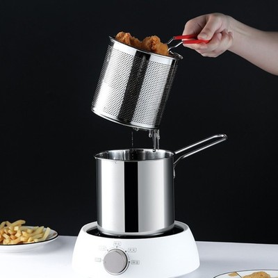Kleine 304 Edelstahl Friteuse Topf Ölsparpfanne für Hausmannskost