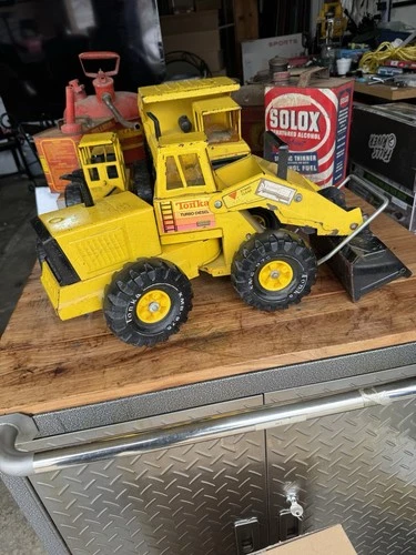 Tonka Pressed Steel Loader Yellow Black Vintage Construction Vehicle Toy