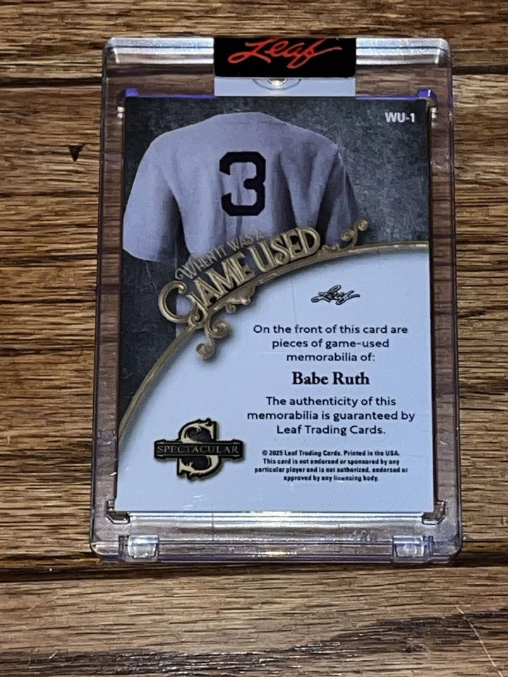 2025 LEAF SPECTACULAR BABE RUTH DUAL GU BAT #RD 1/1 YANKEES HOF BAMBINO - Image 3 of 3