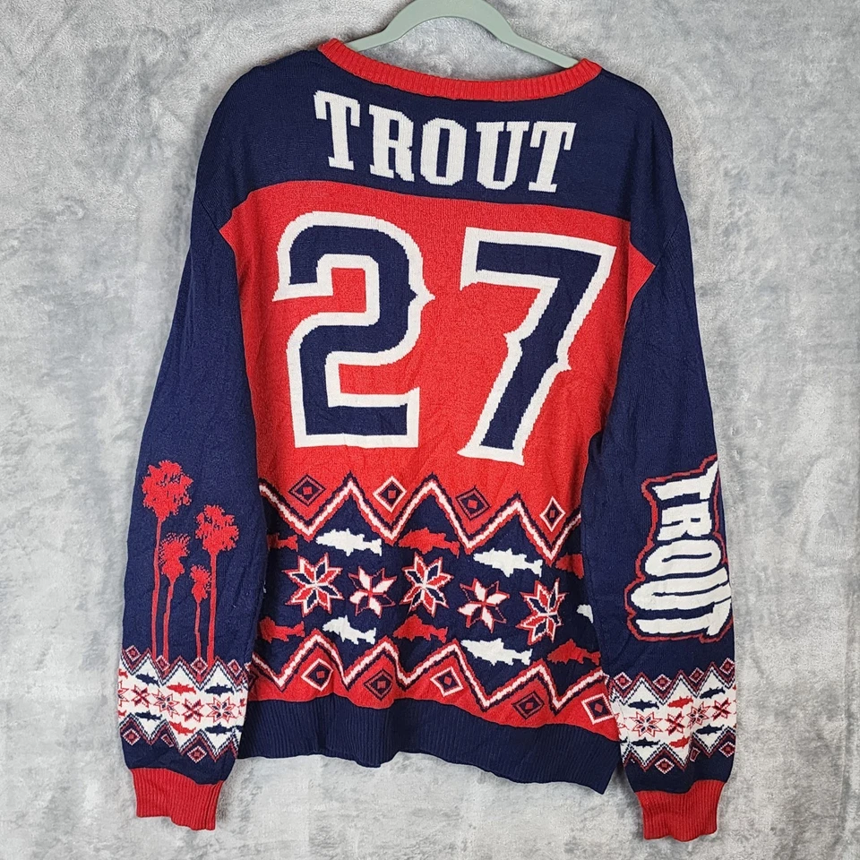MLB Mens XXL Mike Trout Los Angeles Angels Ugly Christmas Sweater Baseball - Image 3 of 4