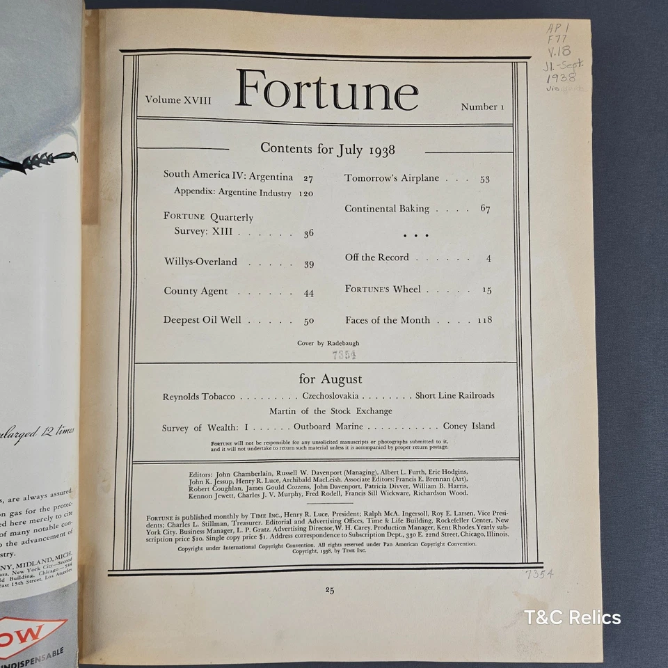 Vintage Fortune Bound Book Magazine July August Sept 1938 Battelle Memorial Ins - Image 3 of 4