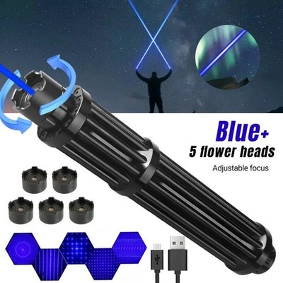10Watt Adjustable High Power Blue Burning Laser Pointer Visible Dot Torch Light
