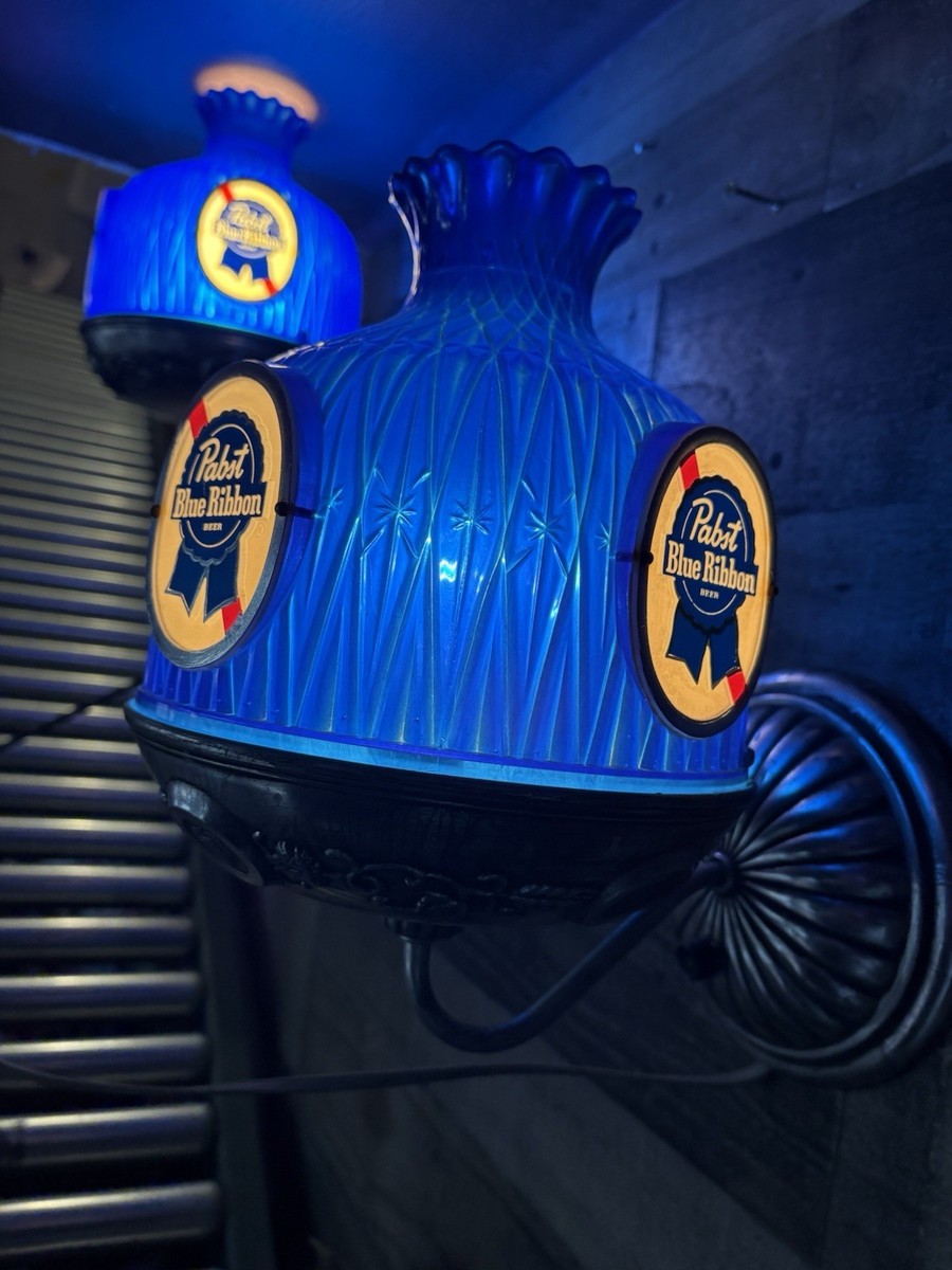 VINTAGE PABST BLUE RIBBON Hang Up LIGHT UP BEER SCONCE Lamp Set Of