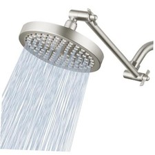 Rain Shower Head with Extension Arm - High Pressure Brushed Nickel Round