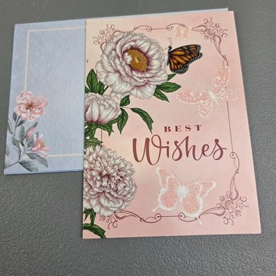 Thoughtful Connections Best Wishes Greeting Card Floral Butterfly Glitter
