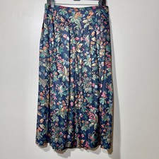 Vintage Herman Geist Floral Skirt Women Size 14 Pleated Cottagecore Holiday Fall
