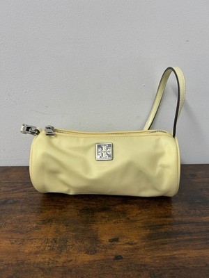 Tory Burch Mini Virginia Cylinder Bag Gelb Nylon Silberfarben Logo