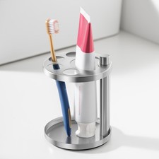 Stainless Steel Toothbrush Holder Stand - Ventilated Bathroom Organizer