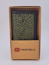 TWISTED X Rodeo Mens Western Wallet GENUINE LEATHER Green Black X Logo