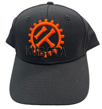 Kubota- Vintage Black Gear Baseball Cap- Solid Back- One Size Fits Most