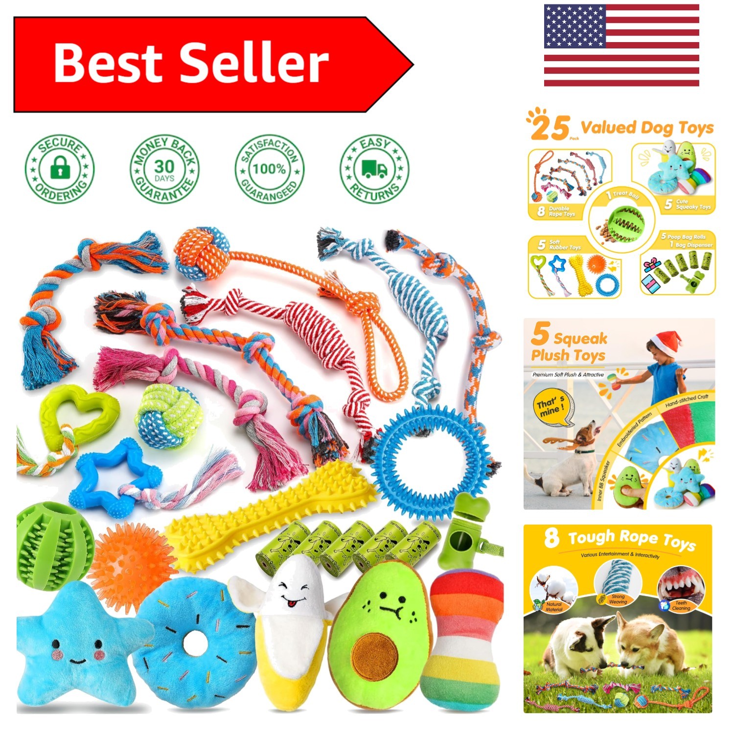 Ultimate 25 Pack Puppy Toy Bundle: Chew, Squeak, and Treat F