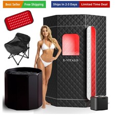 Upgraded Steam Sauna Portable with Red Light Therapy with Ice Bath Tub for Ho...