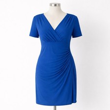 Lauren Ralph Lauren Womens 12 Dress Faux Short Sleeve Royal Blue Business Casual