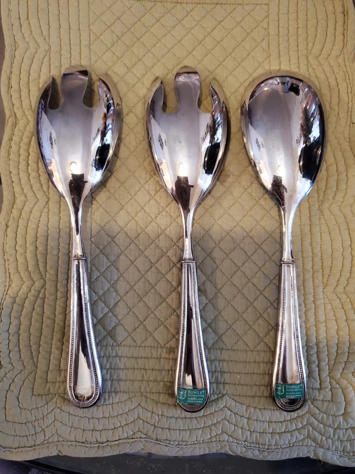 Tenedor de servir vintage con cuentas Smiths plateado toalla Foto 2 de 4