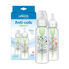 Natural Flow Anti-Colic Options Narrow Baby Bottle, Frog and Pig, 8 Oz/250 Ml,