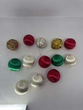 Vintage Christmas Ornaments Lot 13 Satin Silk Wrapped Balls Red Green White
