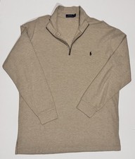 Polo Ralph Lauren Mens Quarter Zip Pullover Beige Tan Pony Logo Size XL