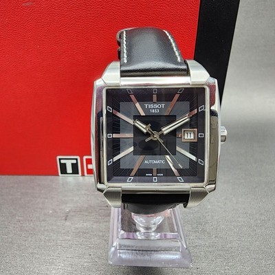 Tissot Quadrato Automatic Watch Men 38mm Black Dial Steel Date Rectangle  Runs
