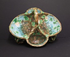 Victorian George Jones Large Majolica Strawberry Server Basket 1880s  Immaculate