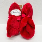 Dearfoams Classic Holiday Slippers Womens Small Red Cayenne Ballerina Bow NWT
