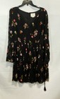 Kate Spade New York Floral Silk Blend V-Neck Dress Black Size 14