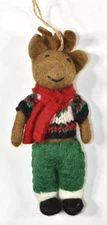 Pottery Barn 7" Felted Felt Wool Moose Christmas Tree Ornament NWOT