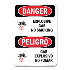 Explosive Gas No Smoking Bilingual ANSI Danger Sign Metal Plastic Decal