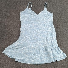 F-1-20 American Eagle Women's Small Blue Tropical Babydoll Dress Strappy Flowy