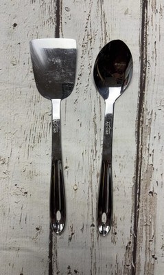 All-Clad Professional Stainless Steel Solid Serving Spoon & Spatula Utensil LOT