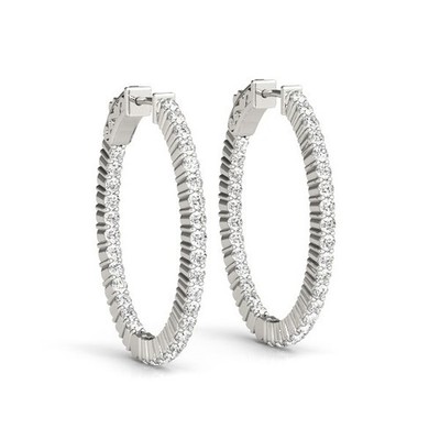D-E/VS Runde Lab Grown Diamant Ohrringe Platin Oval Form Inside-Out Creolen