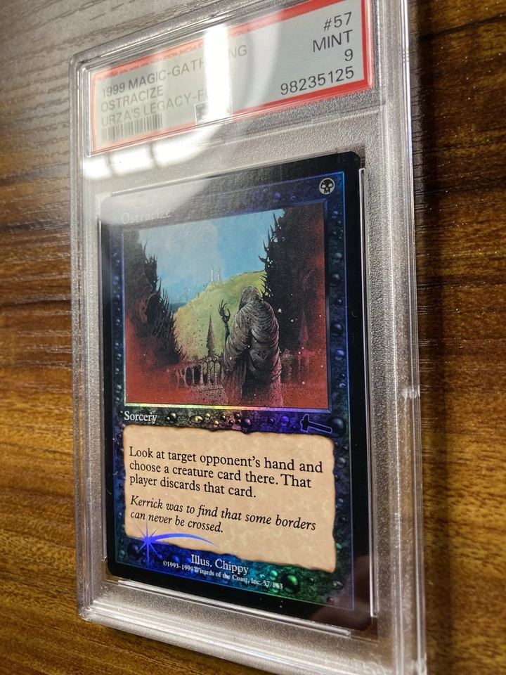 MTG✨OSTRACIZE FOIL✨Urza’s Legacy PSA 9 MINT Sorcery 1999 Chippy Art POP 1 ! - Image 4 of 4