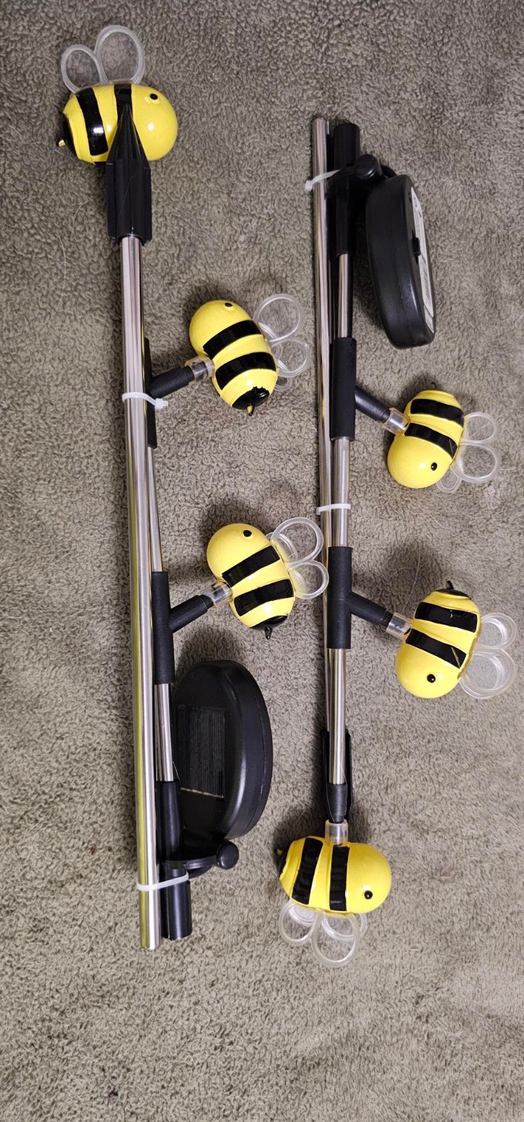 Set 2-Lights Solar Triple Bee Outdoor Solar Garden Stake Lights Yard Light Decor