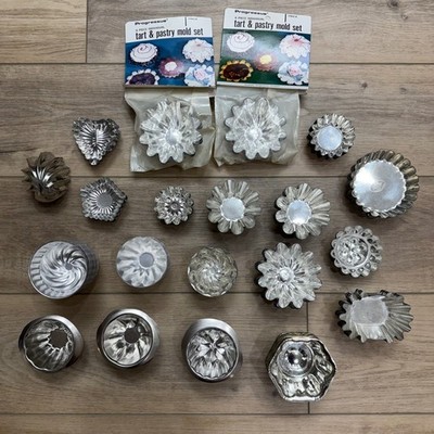 Huge Lot 140+ Vintage Tart Pastry Baking Molds Set Fluted Heart Flower Round