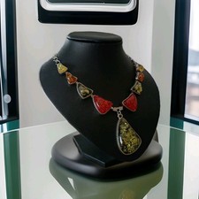 KETTE Modekette Bernstein Imitation Geometrisch  Modeschmuck