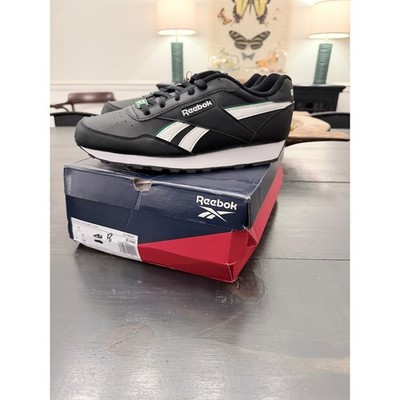 Reebok Rewind Run Men s Black/ White / Green Leather Sneakers Size 10 New!