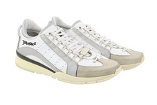 DSQUARED2 Sneakers Da Uomo EU44 In Pelle Bianca E Grigia Basso Con Lacci