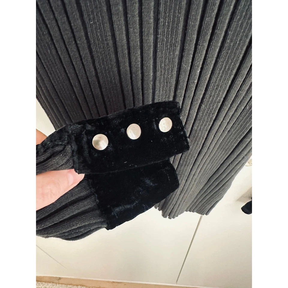 Cárdigan Y2K KNit Cremallera Cuello Terciopelo Talla Grande Gótico Oscuro Grunge Vampiro Foto 4 de 4