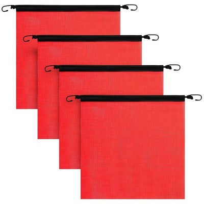 4 Pack 18x18 Inch Red Safety Warning Flags