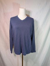 UNIQLO Men's Size Small Long Sleeve V-Neck Blue Shirt