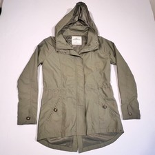 O'Neill Anorak Jacket Hooded Pockets Full Zip Green Mid Length Green Womens S