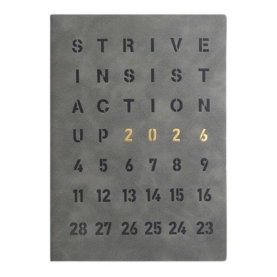 2026 Weekly Planner   Strive, Insist, Action | Premium Hardcover Journal Grey 