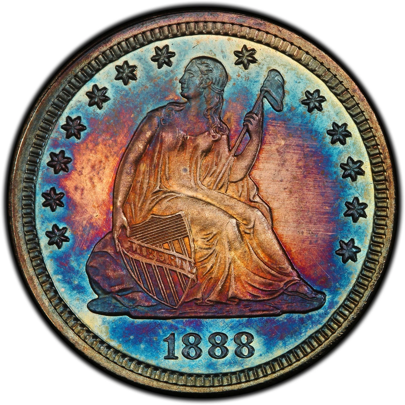1888 25c SUPERB GEM PCGS PR-67✅️CAC✅️.G orgeous album toned superb gem ++